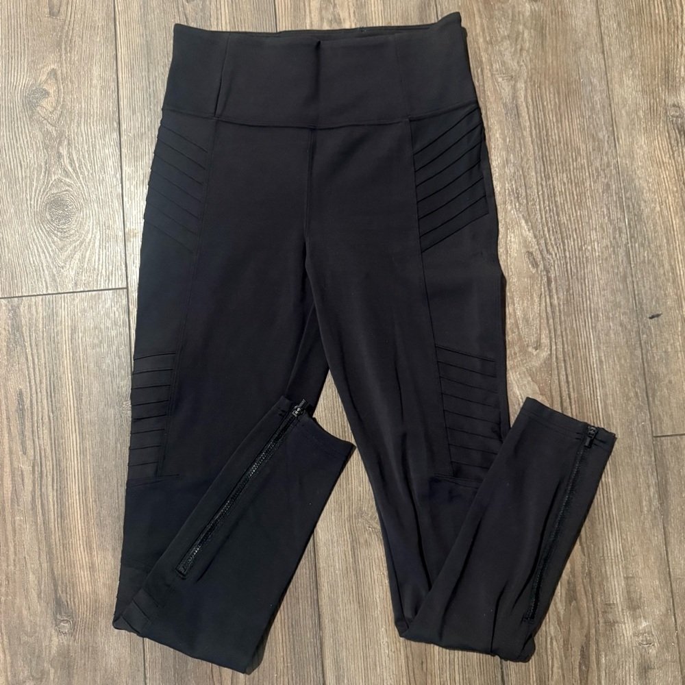 Athleta Delancey Moto Tight Leggings Women’s Small S Black High Rise Zipper